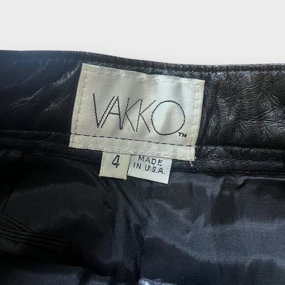80s Vakko Black Leather Pants‎ - Picture 3 of 4